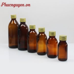 Bộ chai siro thủy tinh nâu