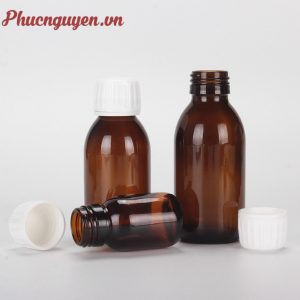 Bộ chai thuốc thủy tinh nắp trắng