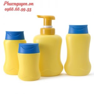 Chai đựng dầu gọi màu vàng nắn xịt, nắp bật