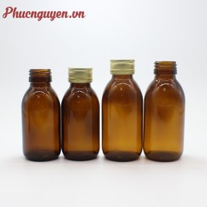 chai siro thủy tinh nâu nắp nhôm