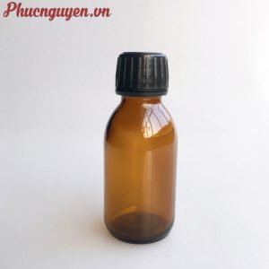 Chai thuốc thủy tinh nâu 100ml nắp nhựa đen