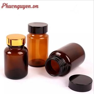Chai thuốc thủy tinh nâu nắp mạ vàng