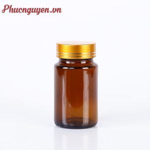 Chai thủy tinh nâu 75ml nắp vàng