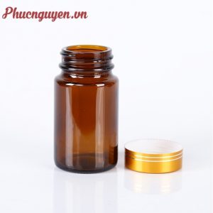 Chai thủy tinh 75ml nâu nắp vàng