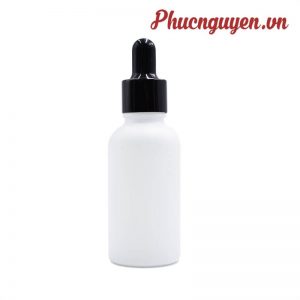 Chai serum 30ml trắng sứ khoen nhựa đen