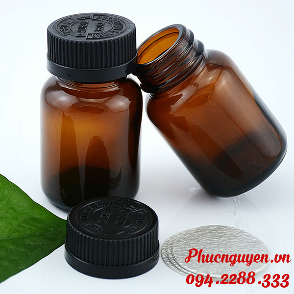 Chai thủy tinh màu hổ phách đựng dược phẩm