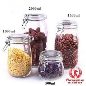 Bộ hũ thủy tinhcó khóa